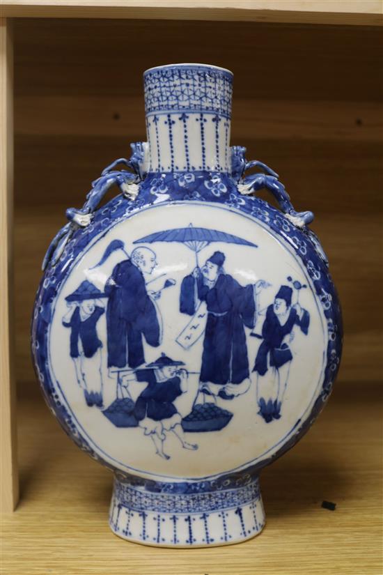 A blue and white Chinese moon flask